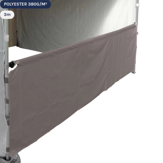 Demi-paroi taupe en 380gr/m2 de 3m pour barnum pliant Demi-paroi taupe en 380gr/m2 de 3m pour barnum pliant