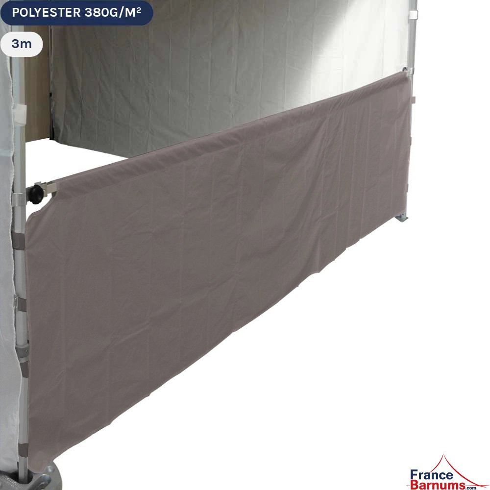 Demi-paroi taupe en 380gr/m2 de 3m pour barnum pliant Demi-paroi taupe en 380gr/m2 de 3m pour barnum pliant