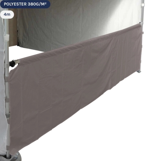 Demi-paroi taupe de 4m blanc en 380g pour barnum pliant Demi-paroi taupe de 4m blanc en 380g pour barnum pliant