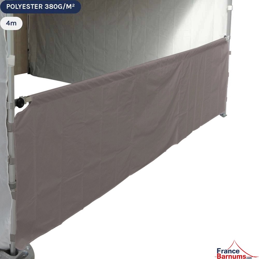 Demi-paroi taupe de 4m blanc en 380g pour barnum pliant Demi-paroi taupe de 4m blanc en 380g pour barnum pliant