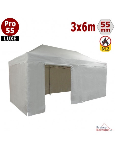 Barnum blanc professionnel 18m2 avec bâche de toit et côtés en PVC 580g/m2