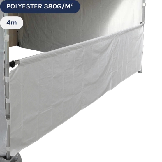 Demi-paroi blanche de 4m blanc en 380g pour barnum pliant
