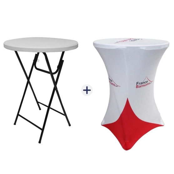 Table pliante mange-debout + housse personnalisée Table pliante mange-debout + housse personnalisée