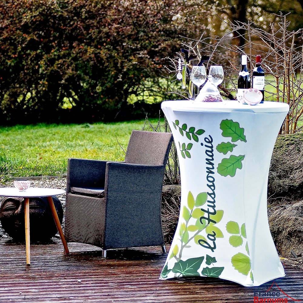 Table pliante mange-debout + housse personnalisée Table pliante mange-debout + housse personnalisée