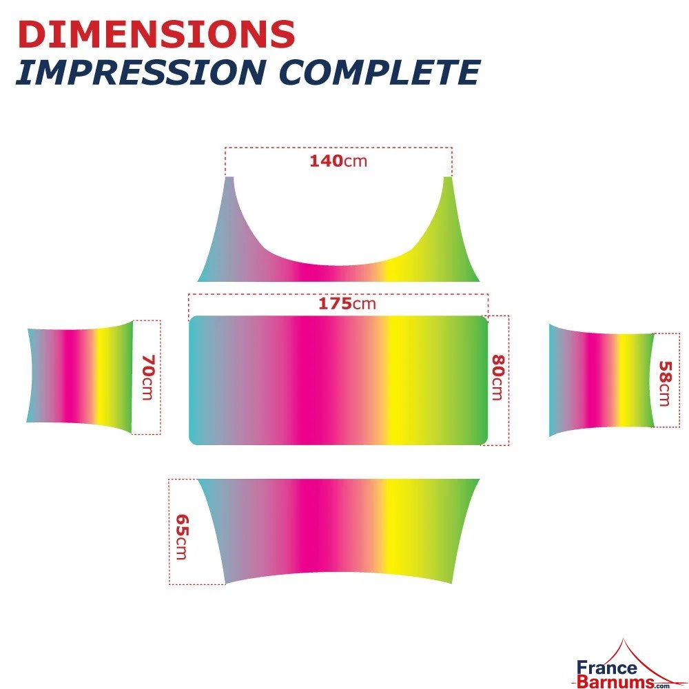 Zone d'impression de la housse pour table pliante 183cm