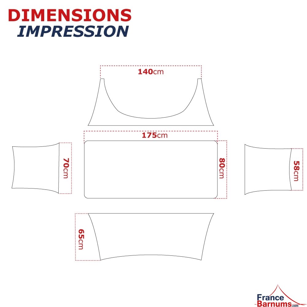 Dimensions de la housse pour table pliante 183cm