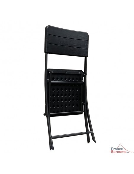 Lot de 4 chaises pliantes pour vos réceptions en polyéthylène haute densité noir imitation lattes de bois