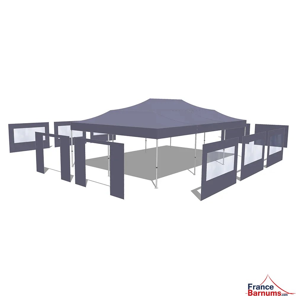 Barnum 6mx9m 54m² Blanc Alu Pro Structure Ø55mm et Pack Fenêtres 380g/m² Norme M2