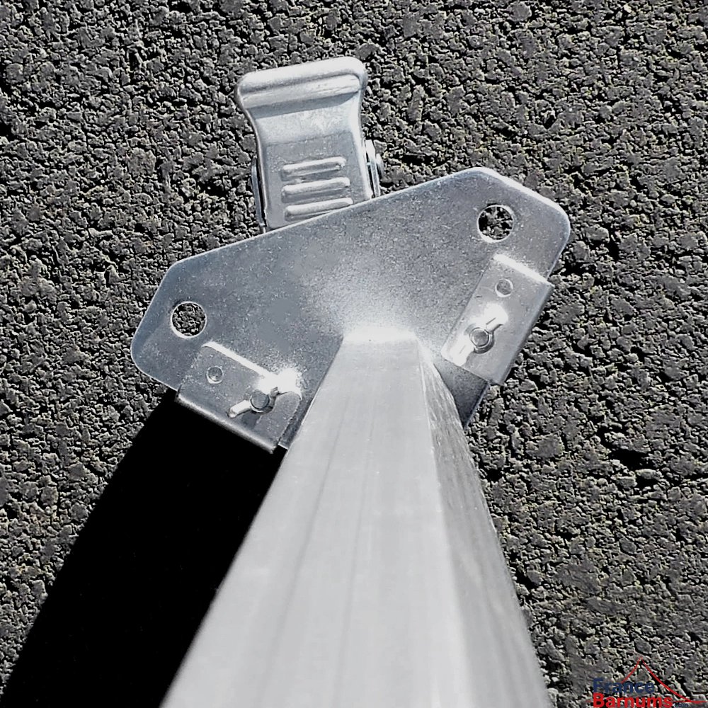 Vue de dessus de la roulette avec frein pour pied de barnum pliant