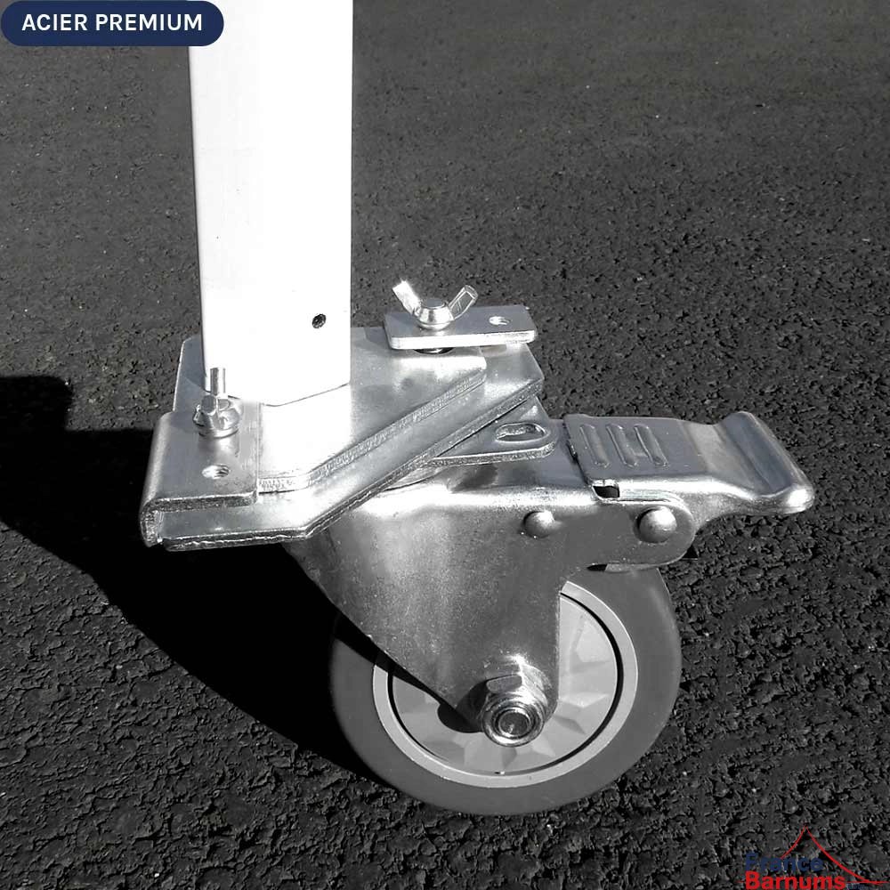 Roulette avec frein adaptée pour nos barnums pliants Acier Premium