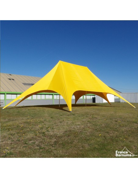 Tente de réception - Tente étoile JAUNE 22m - 2 mâts - Aluminium + Polyester 230g/m²