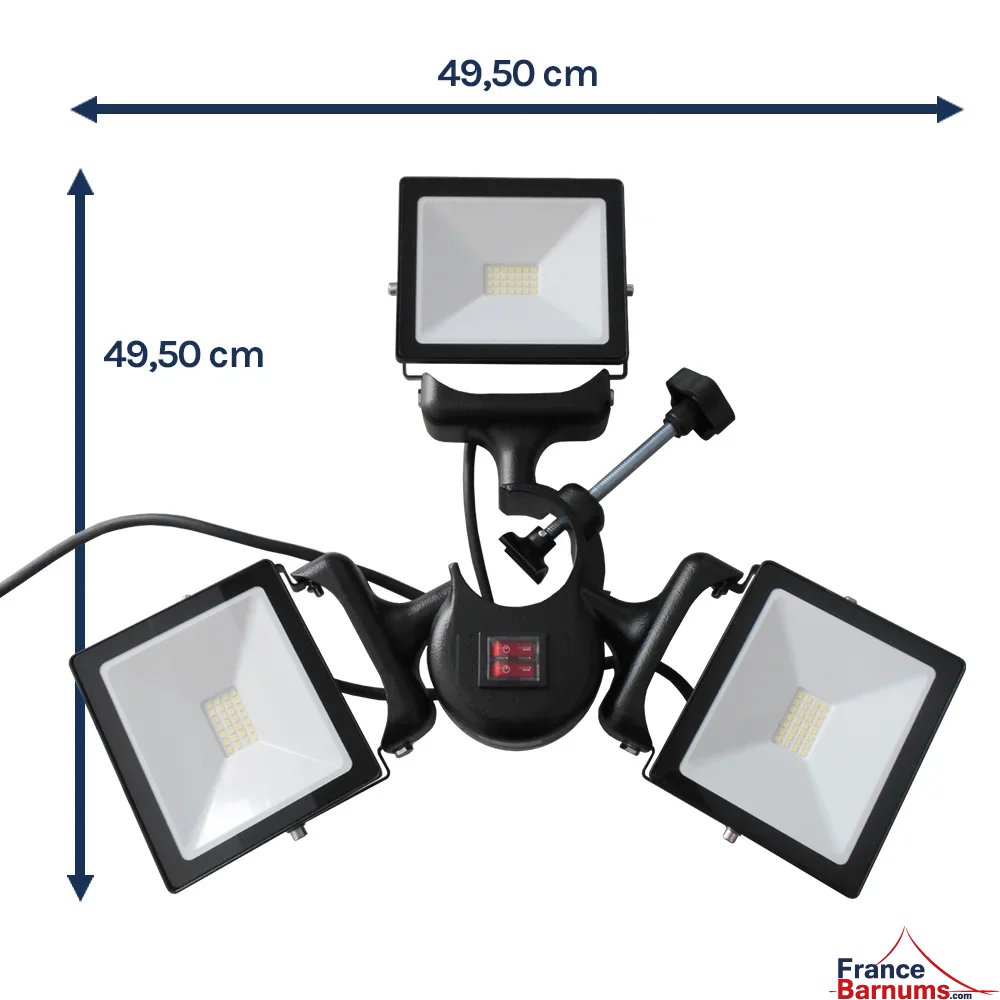 Lampe LED 450W 3 spots | Barnum pliant ou tente de réception | France-Barnums
