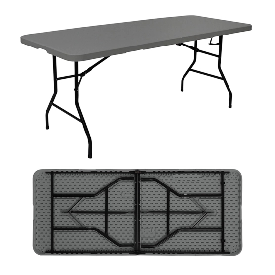 Table pliante grise 183cm avec pieds pliants Table pliante grise 183cm avec pieds pliants