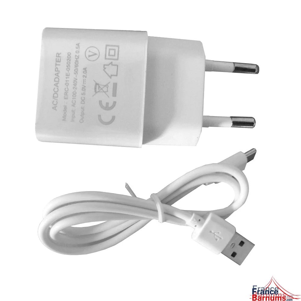 1 câble de rechargement USB + 1 adaptateur secteur USB 5V 2A fournis avec notre lampe LED à accrocher 1 câble de rechargement USB + 1 adaptateur secteur USB 5V 2A fournis avec notre lampe LED à accrocher