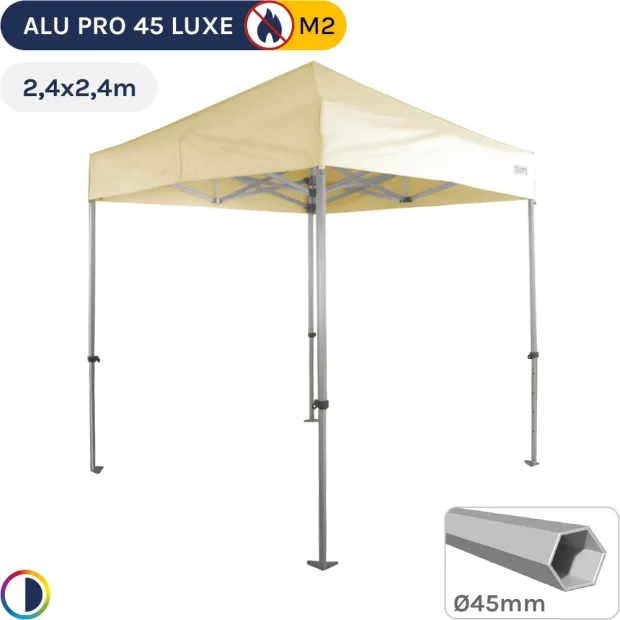 Barnum pliant - Tente pliante Alu Pro 45 LUXE M2 2,4mx2,4m BEIGE 380gr/m²