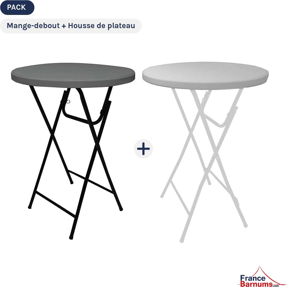 mange-debout gris pliant avec housse de plateau blanche mange-debout gris pliant avec housse de plateau blanche