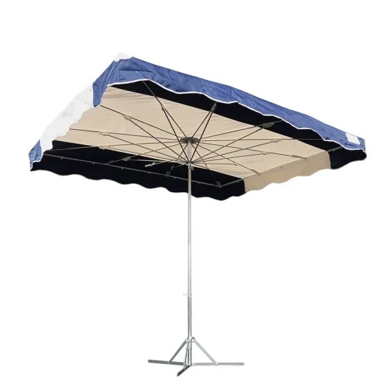 Parasol de marché télescopique 4mx3m BLEU MARINE et BEIGE avec pied standard