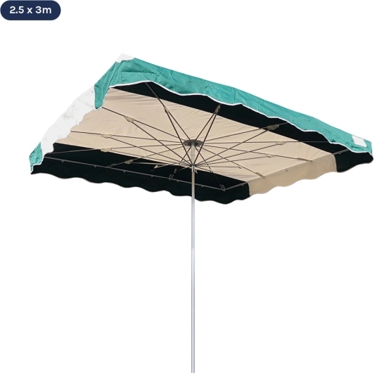 Parasol de marché télescopique 2,5mx3m bicolore VERT et BEIGE