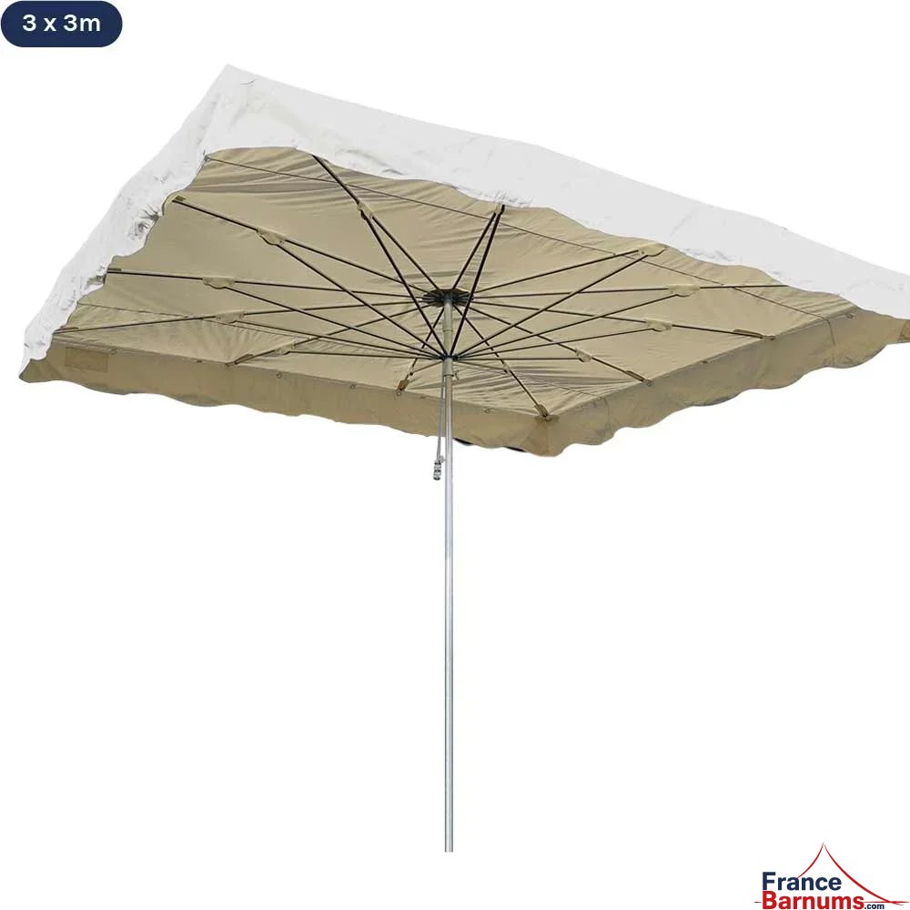 Parasol de marché télescopique BEIGE 300cmx300cm | France Barnums