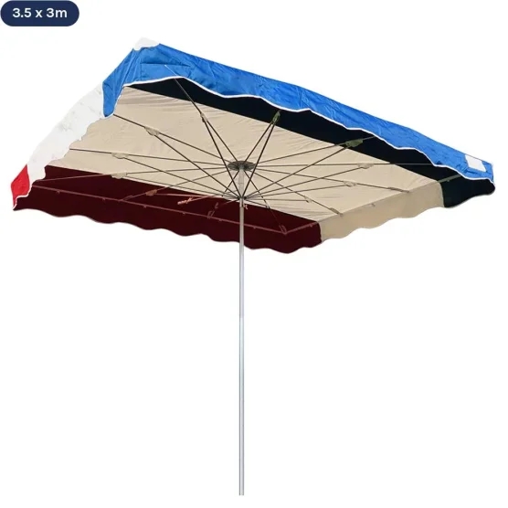 Parasol de marché télescopique 3,5mx3m tricolore BLEU BEIGE ROUGE Parasol de marché télescopique 3,5mx3m tricolore BLEU BEIGE ROUGE