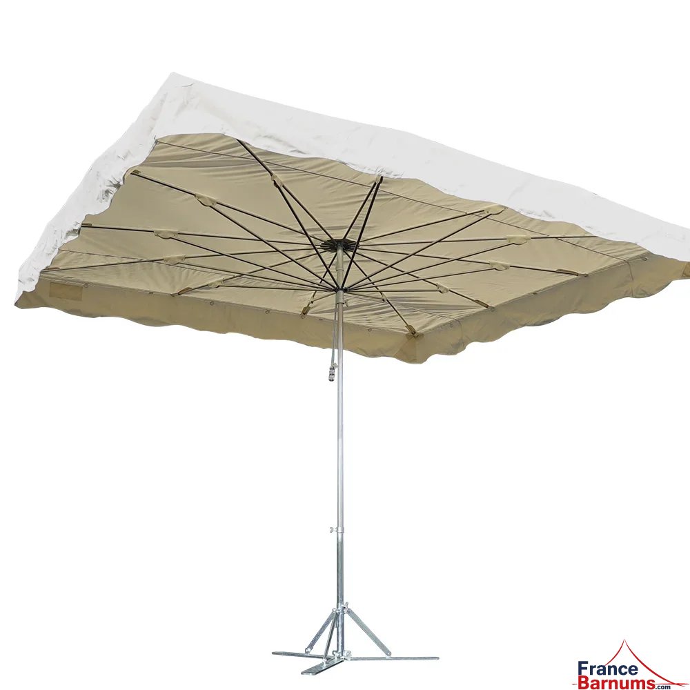 Parasol de marché télescopique 3,5mx3m BEIGE avec pied lourd Parasol de marché télescopique 3,5mx3m BEIGE avec pied lourd