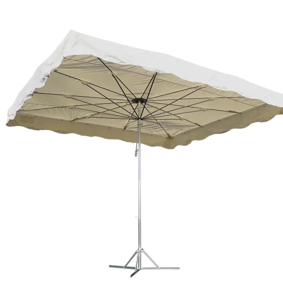 Parasol de marché télescopique 3,5mx3m BEIGE avec pied standard Parasol de marché télescopique 3,5mx3m BEIGE avec pied standard