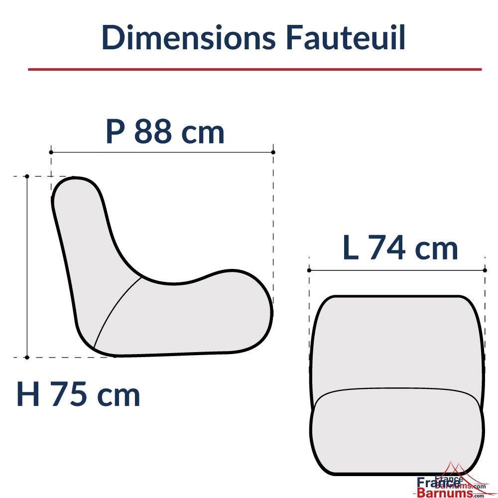 Dimensions fauteuil gonflable imprimé