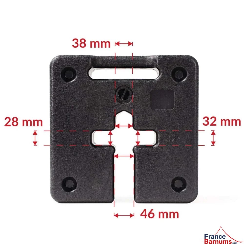 Dimensions entraxes fentes lest à remplir 15kg