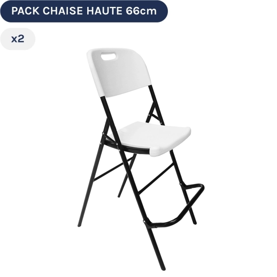 Lot de 2 chaises hautes pliantes blanches
