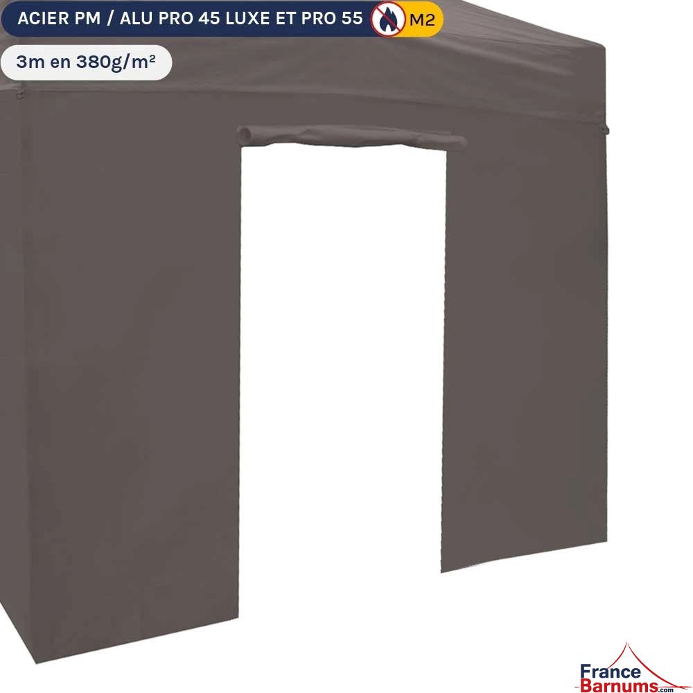 Mur taupe de 3m avec porte pour barnum pliant Mur taupe de 3m avec porte pour barnum pliant
