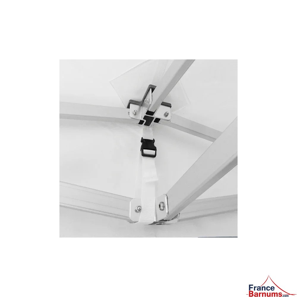 Sangles de tension bâche de toit barnum pliant alu Pro 55 Luxe norme M2 3x3m blanc avec côtés fenêtres Sangles de tension bâche de toit barnum pliant alu Pro 55 Luxe norme M2 3x3m blanc avec côtés fenêtres