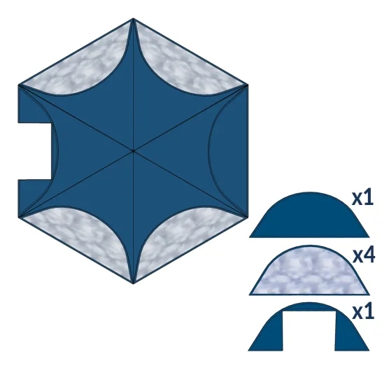 Eléments de tente étoile BLEUE Ø14m avec Pack Fenêtres Eléments de tente étoile BLEUE Ø14m avec Pack Fenêtres