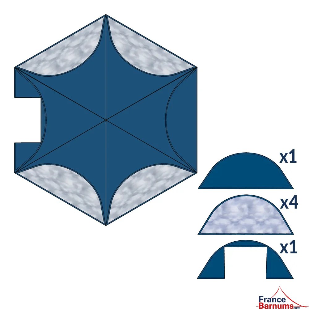 Eléments de tente étoile BLEUE Ø14m avec Pack Fenêtres Eléments de tente étoile BLEUE Ø14m avec Pack Fenêtres