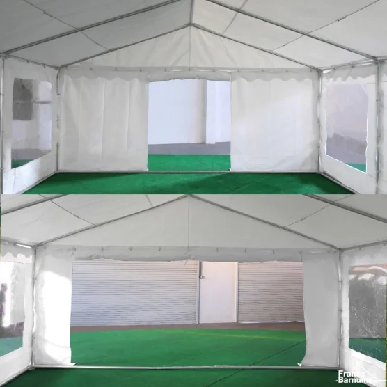 Tente de réception 50m² 2 portes et fenêtres transparentes