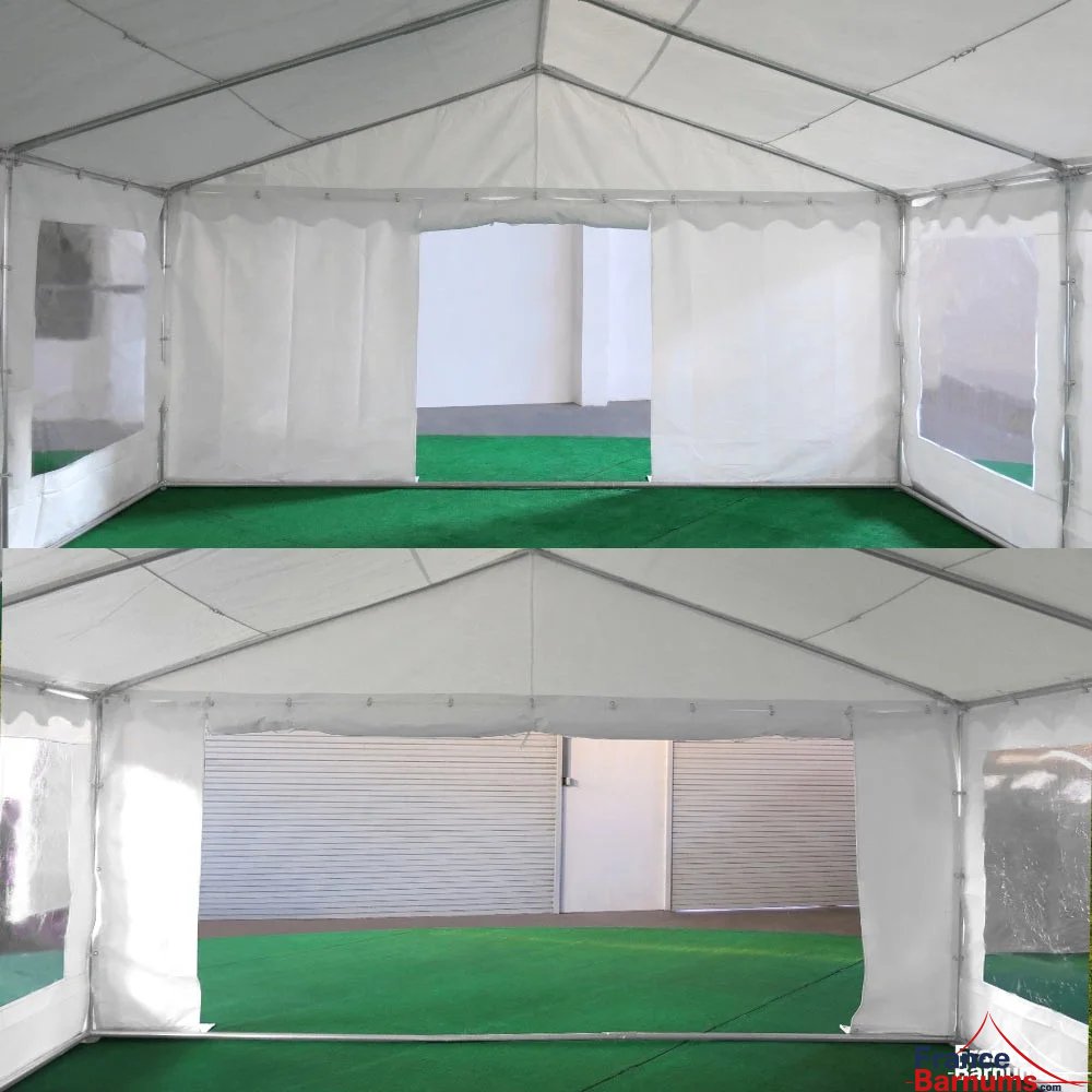 Tente de réception 50m² 2 portes et fenêtres transparentes