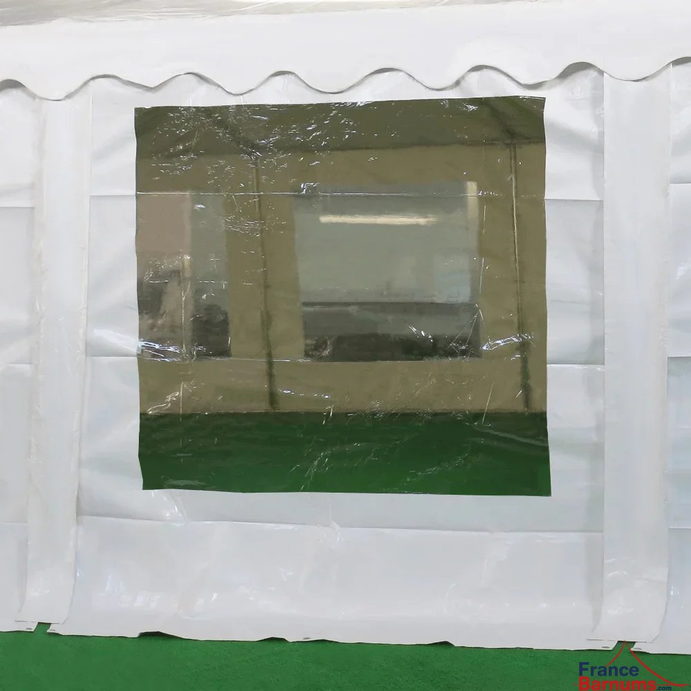 Tente de réception 50m² 2 portes et fenêtres transparentes