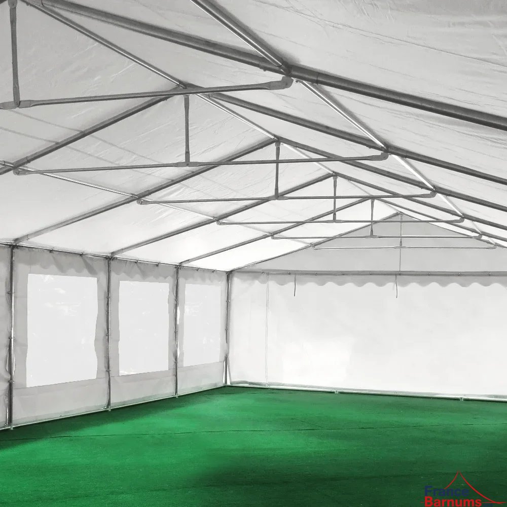 Chapiteau de réception 6x10m PVC - structure renforcée au faîtage et tubes de 38mm