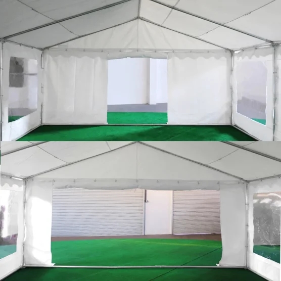 Tente de réception 6x10m 2 portes et fenêtres transparentes