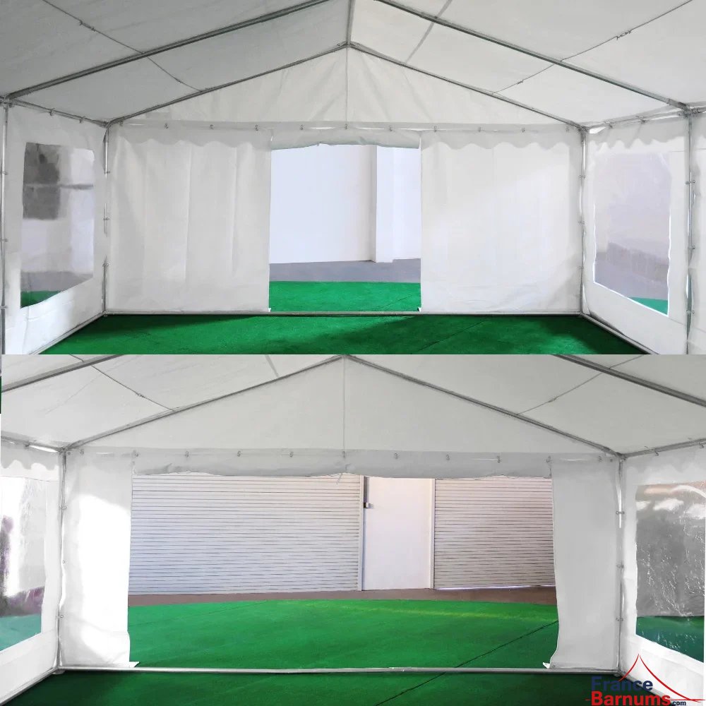 Tente de réception 6x10m 2 portes et fenêtres transparentes
