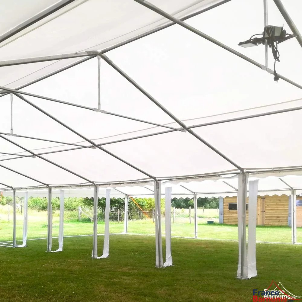 Chapiteau de réception 6x12m PVC - structure renforcée au faîtage et tubes de 50mm