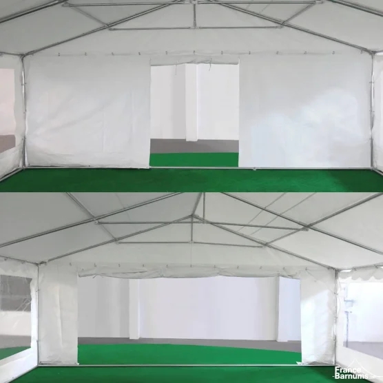 Tente de réception 6x12m 2 portes et fenêtres transparentes