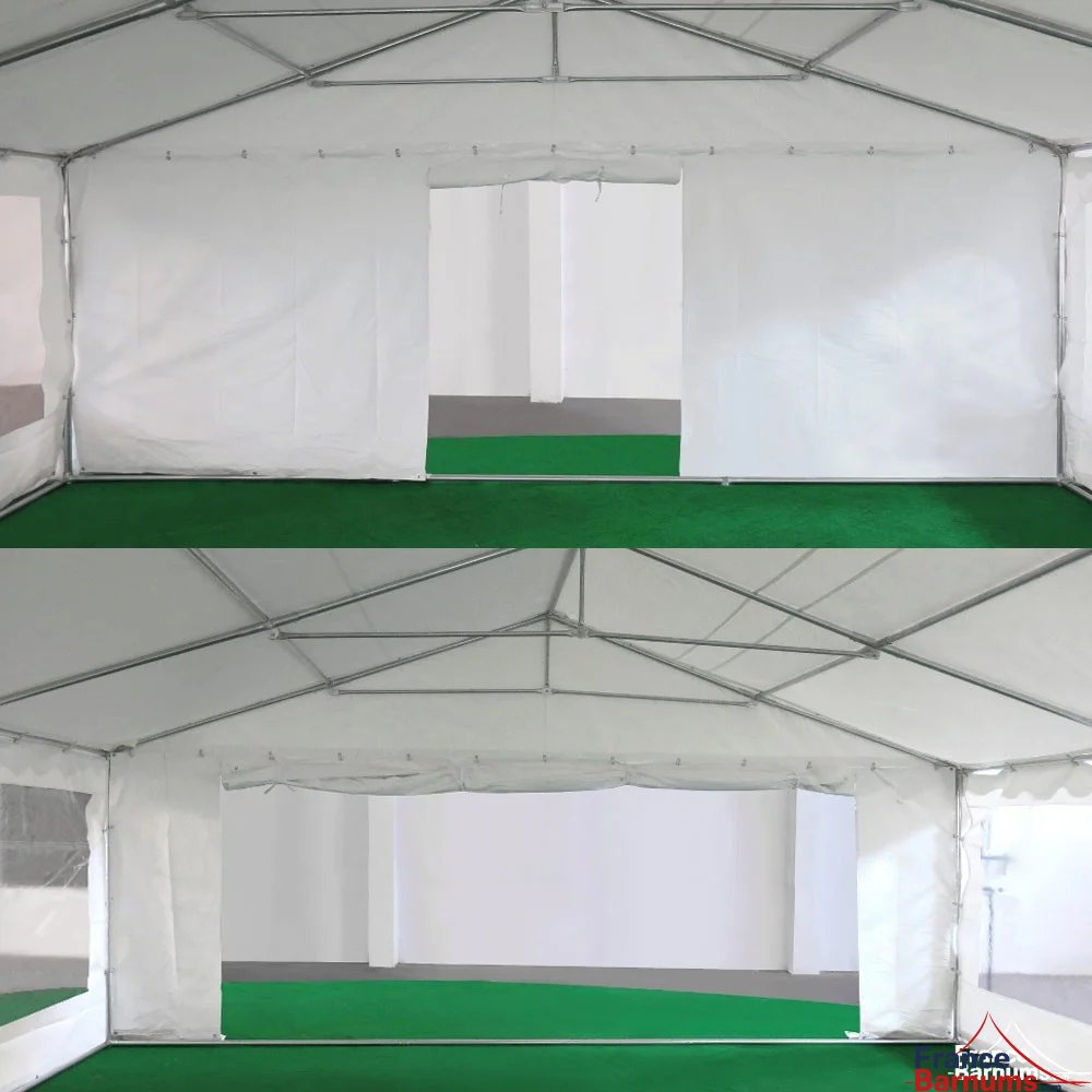 Tente de réception 6x12m 2 portes et fenêtres transparentes