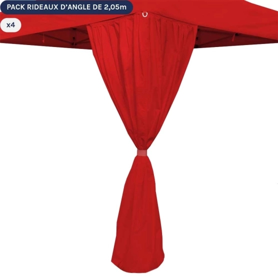 Rideau d'angle rouge pour barnum pliant 3x3m, 3x4,5m ou 3x6m - lot de 4