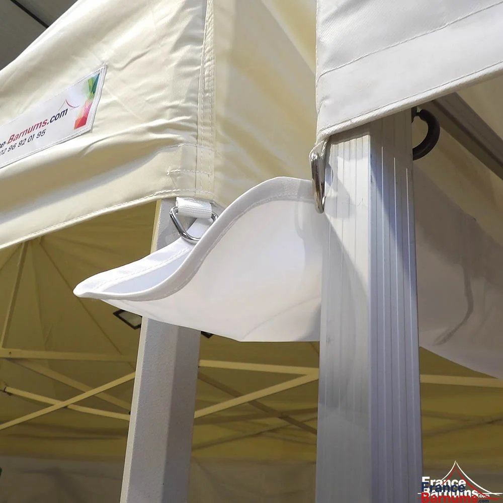 Gouttière en Polyester 380gr/m² de 2m pour tente pliante à fixer par bandes de velcro sur les bandeaux de la bâche de toit