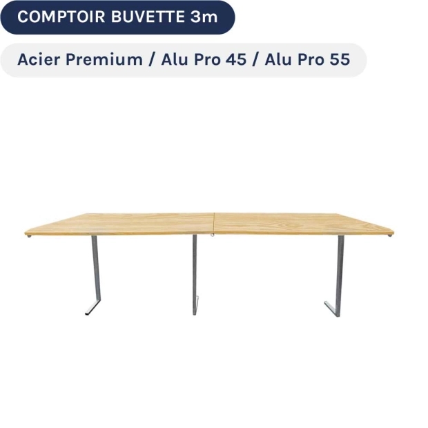 Table COMPTOIR BUVETTE pliante 3m en bois verni