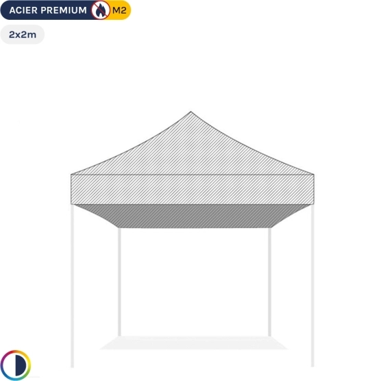 Bâche de toit BLANCHE 2x2m pour barnum pliant Gamme Acier Premium