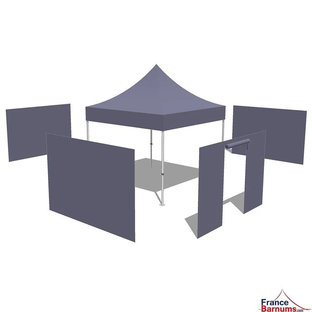 Tonnelle pliante Tente Acier Paddock 3mx3m BLANC avec porte Pack 4 cloisons