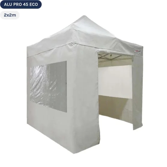 Tente pliante Alu Pro 45 ECO 2mx2m BLANC avec Pack Fenêtres