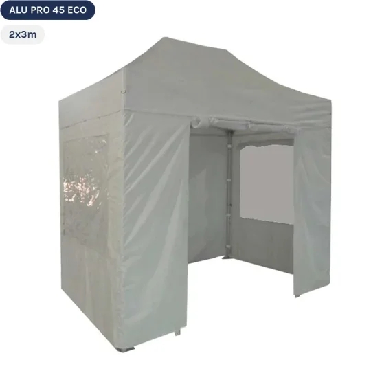 Tente pliante Alu Pro 45 ECO 2mx3m BLANC avec Pack Fenêtres