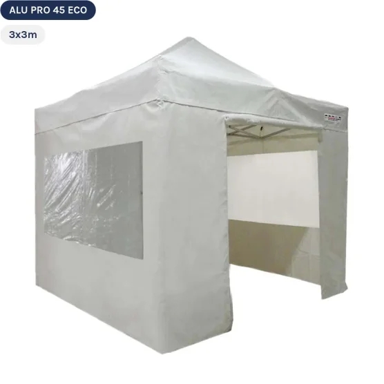 Tente pliante Alu Pro 45 ECO 3mx3m BLANC avec Pack Fenêtres Tente pliante Alu Pro 45 ECO 3mx3m BLANC avec Pack Fenêtres